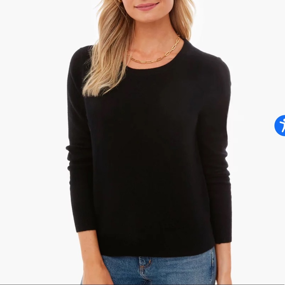 White + Warren Essentials black cashmere sweater.